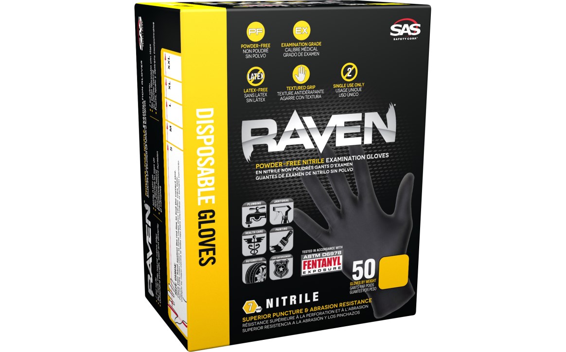 Raven Powder-Free Exam Grade Nitrile - 7 mil, Medium, 50/BX - 12BX/CS, Made in USA view 3